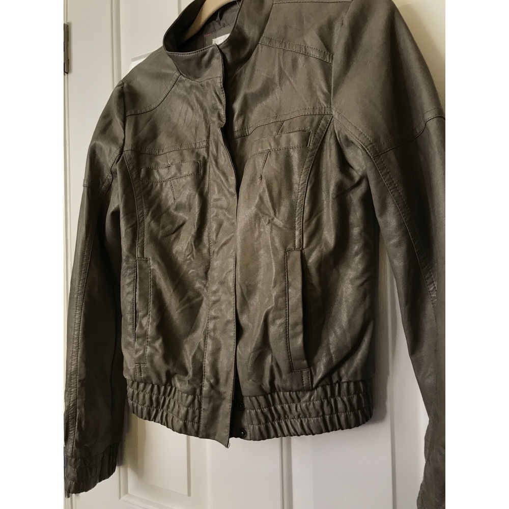 Olive faux leather jacket